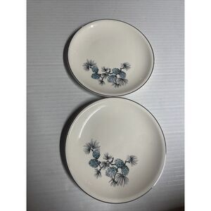 Set Of 2 VINTAGE 1940'S PADEN CITY POTTERY‎ BLUE PINECONE SAUCER